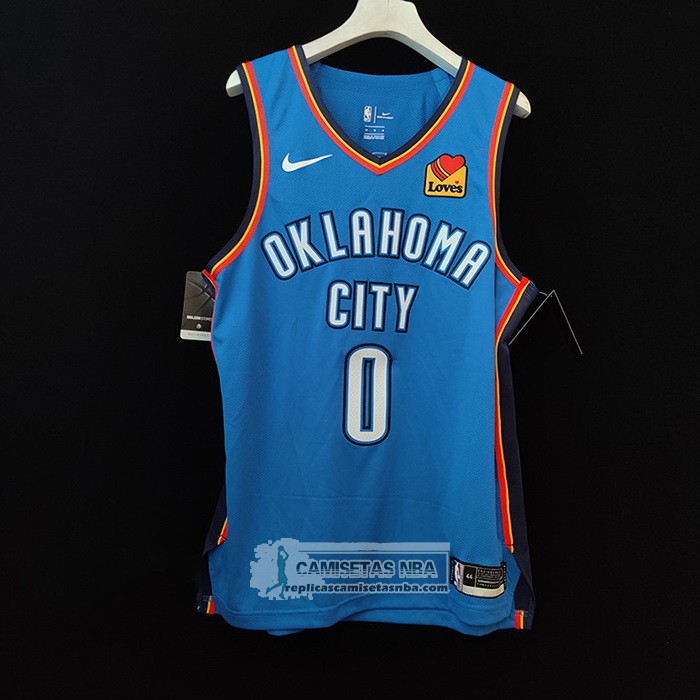 Camiseta Oklahoma City Thunder Russell Westbrook NO 0 Icon Autentico Azul